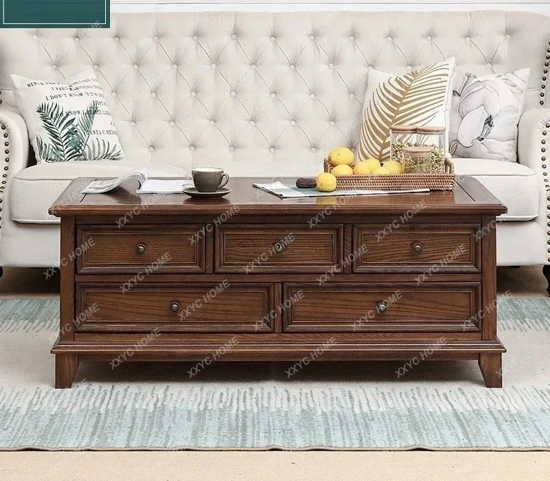 ash wood walnut living room single-sided five-drawer coffee table