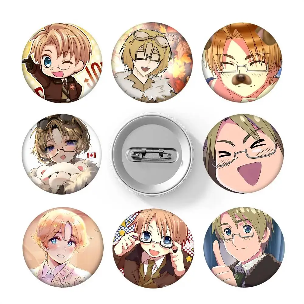 Broches con insignias de estilo de dibujos animados de Hetalia de Canadá, decoración para mochila, pines redondos de esmalte para accesorios, 1 ud.