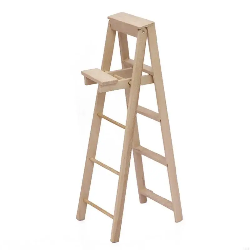 54DF Foldable Ladder for 1/12 Scale Dollhouses Layout Scale Furniture and Miniature Scene Building Accessory