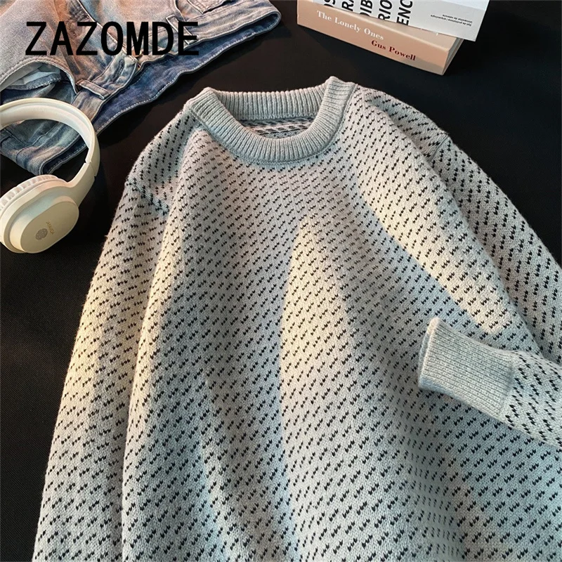 

ZAZOMDE Autumn Winter Oversize Thick Dot Sweater Pullovers Man Long Sleeve 2024 Female Casual Warm Sweater Jumper Tops Clothing