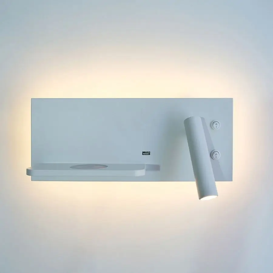 Bedroom Wireless Charger Focused Spotlights Wireless Charger Adjustable Headboard LED Wall Mounted Reading Lamp