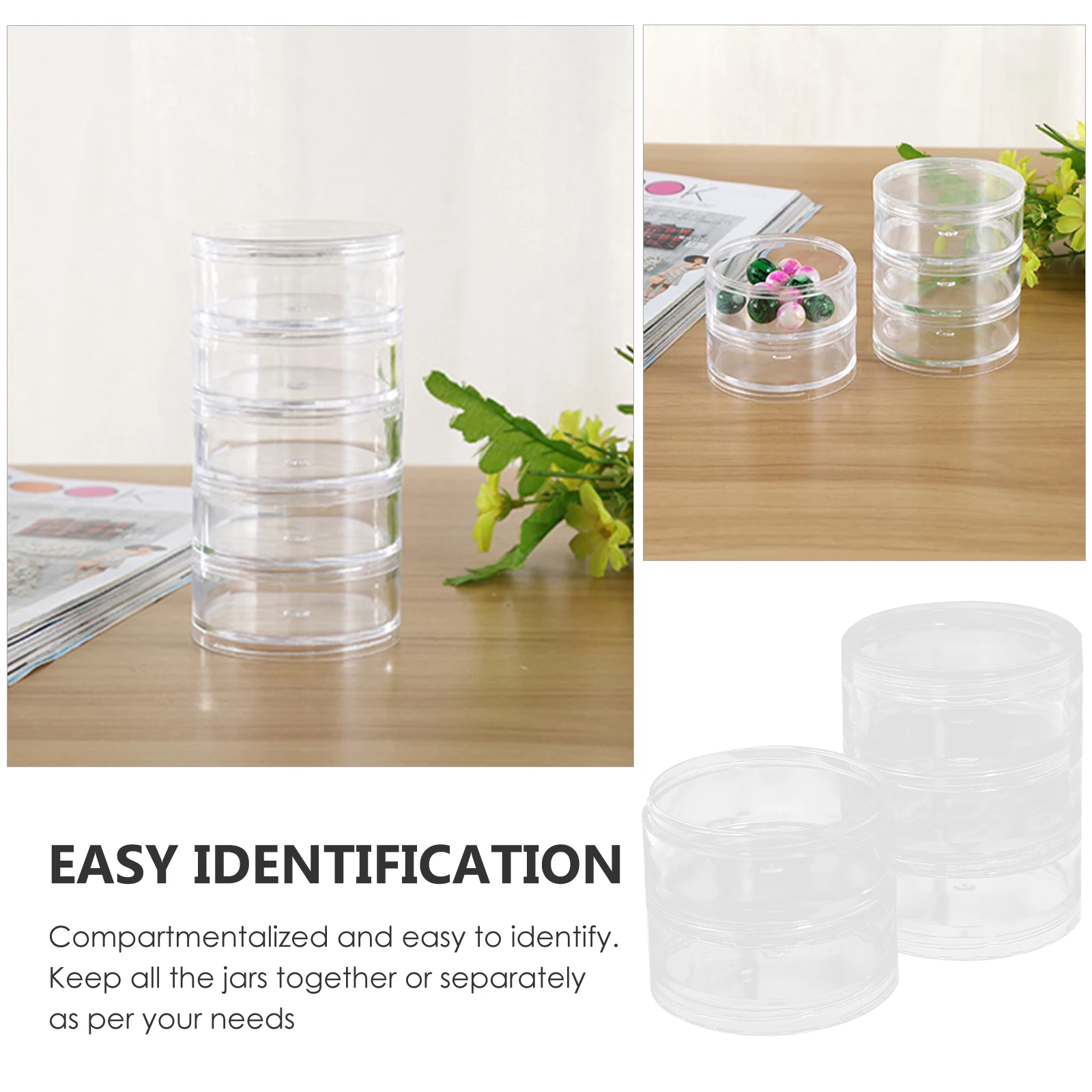 

5 Layer Stackable Round Storage Box Stacking Bead Conjoined Makeup Containers Travel