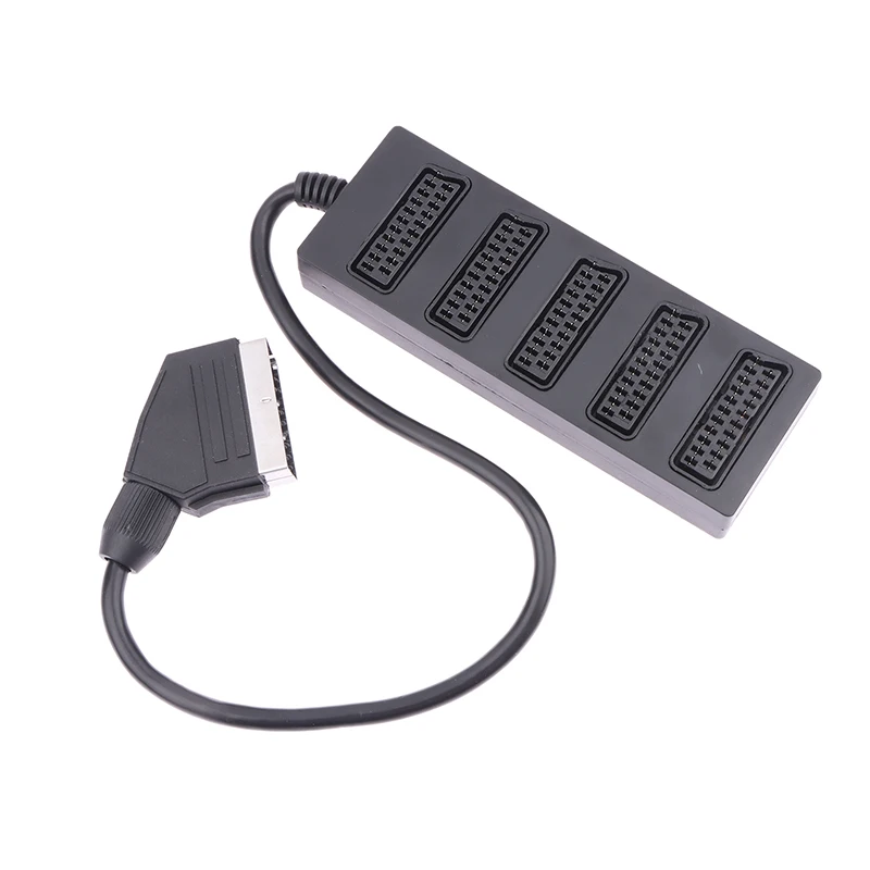 /KQM/Scart 5 Way Splitter 21p Scart Male To 5 Female Adapter Connector 5 Road Scart One Divide Into Five Cable Line 21Pin
