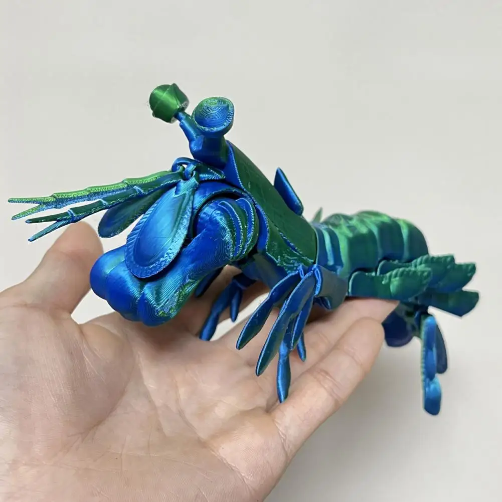 Mantis Shrimp Fidget Toy Anxiety Relief Shrimp with Movable Joints And Retractable Claws 3D Printed Articulated Shrimp Figurine