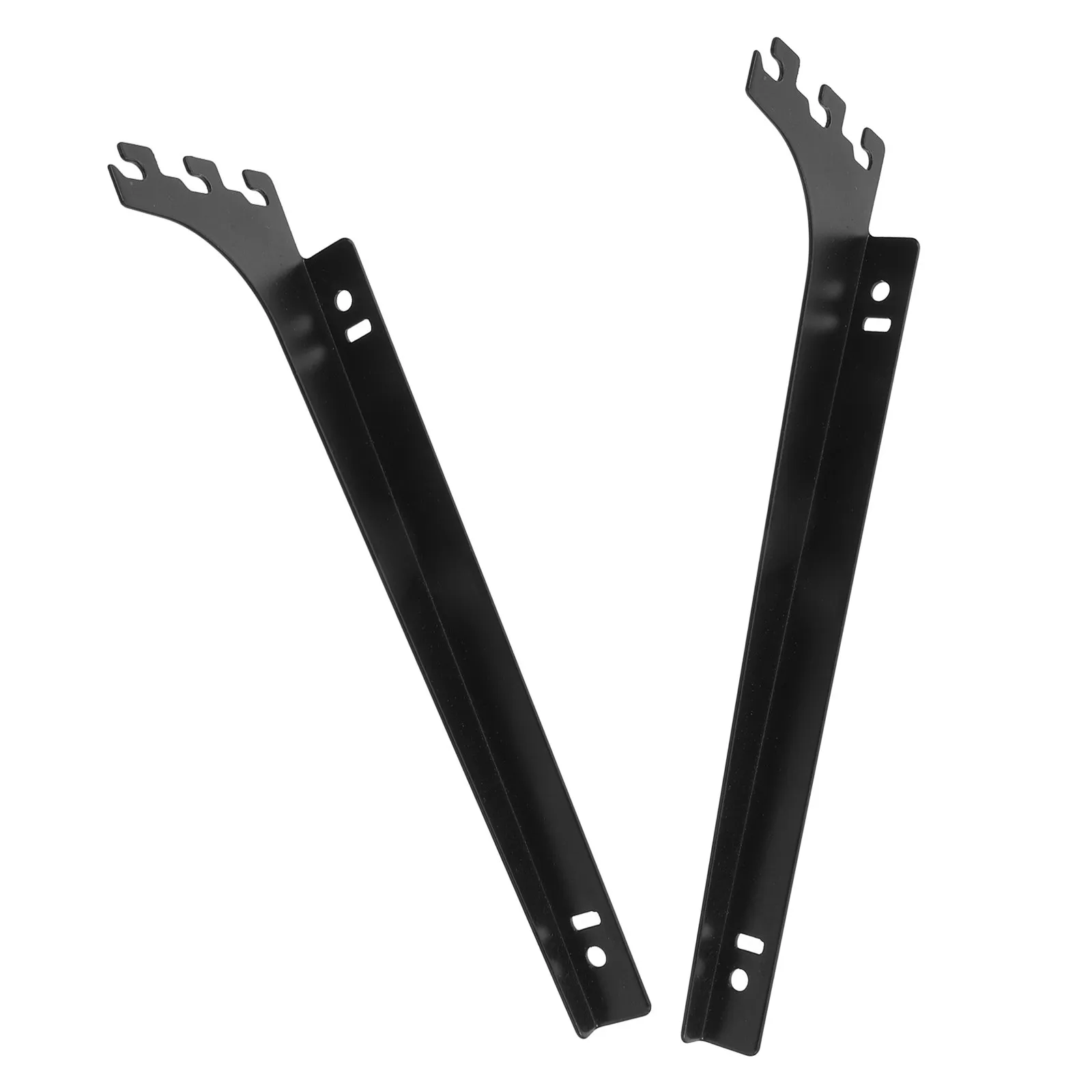 2Pcs Adjustable Black Metal Shelf Brackets Heavy Duty Wall Mount Floating Shelf Support Bracket Track Rail System for Tempered