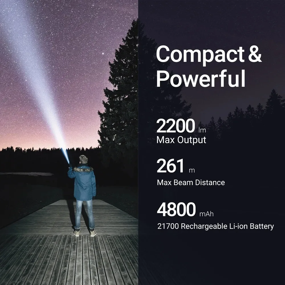 NEXTOOL 2200 Lumens Super Bright Rechargeable Led Flashlight Torch 18650 Battery USB Torch For Hunting Fishing Outdoors