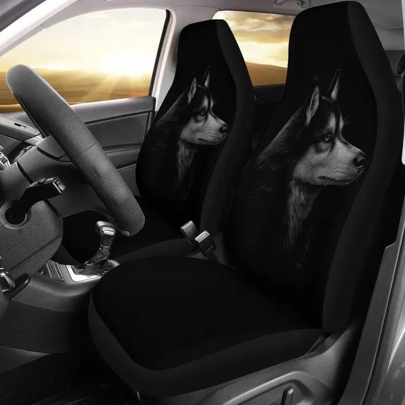 

Husky Car Seat Covers (Set Of 2) - Universal Front Car and Suv Seat Covers - Custom Seat Protector - Car Accessory - gift for he