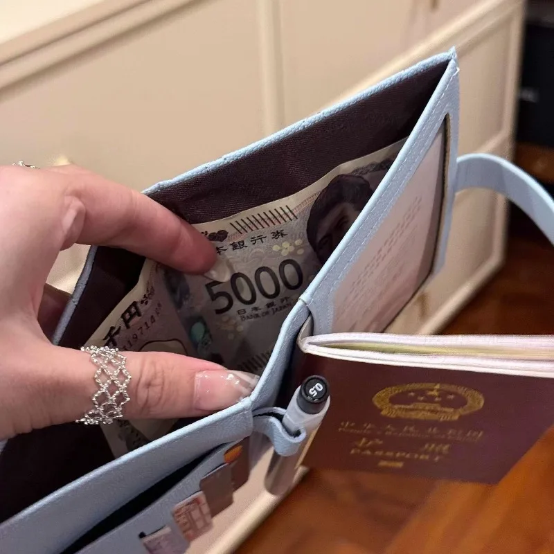 

Women Men Passport Holder Wallet Korean Style Minimalist Slim & Compact Travel Passport Case with Card Pockets for Women