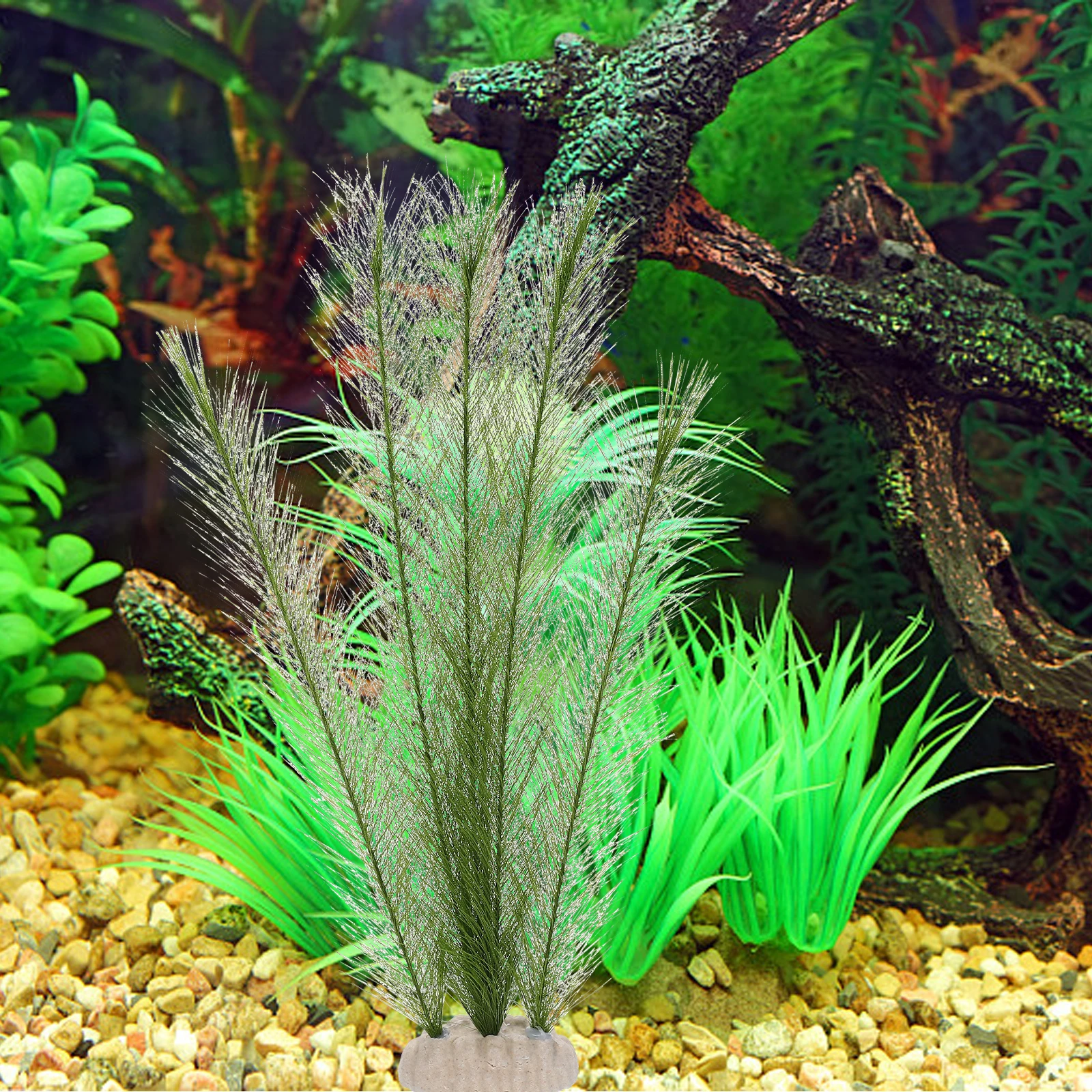

2pcs Artificial Silk Plants Aquarium Decor Faux Plastic Fish Tank Landscape Easy Clean Realistic Modeling Durability Safe Water