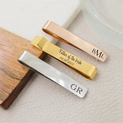 Dropshipping Personalized Customized DIY Logo Laser Tie Clips Metal Fashion Simple Clasp Practical Necktie Clasp Gifts For Men
