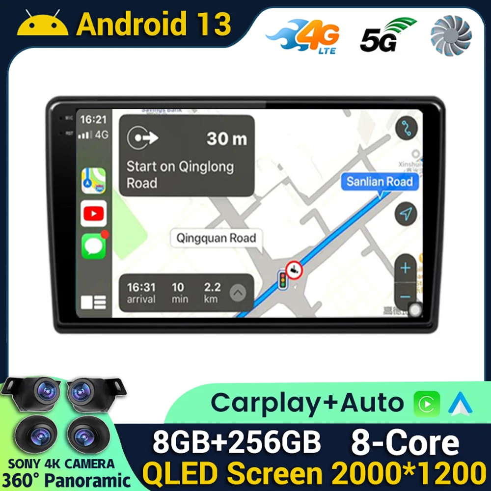 

9"10″ Android 13 Car Radio Multimedia Player GPS Auto CarPlay DSP For Toyota Volkswagen Hyundai Kia Nissan Honda Lada Ford Mazda