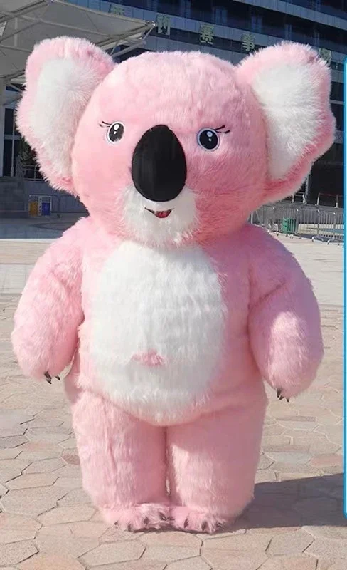 Pink Koala Inflatable Costume Mascot Halloween for Cosplay Party Lovely Fancy Dress Plush Pig Customize Adult Suits No Battery