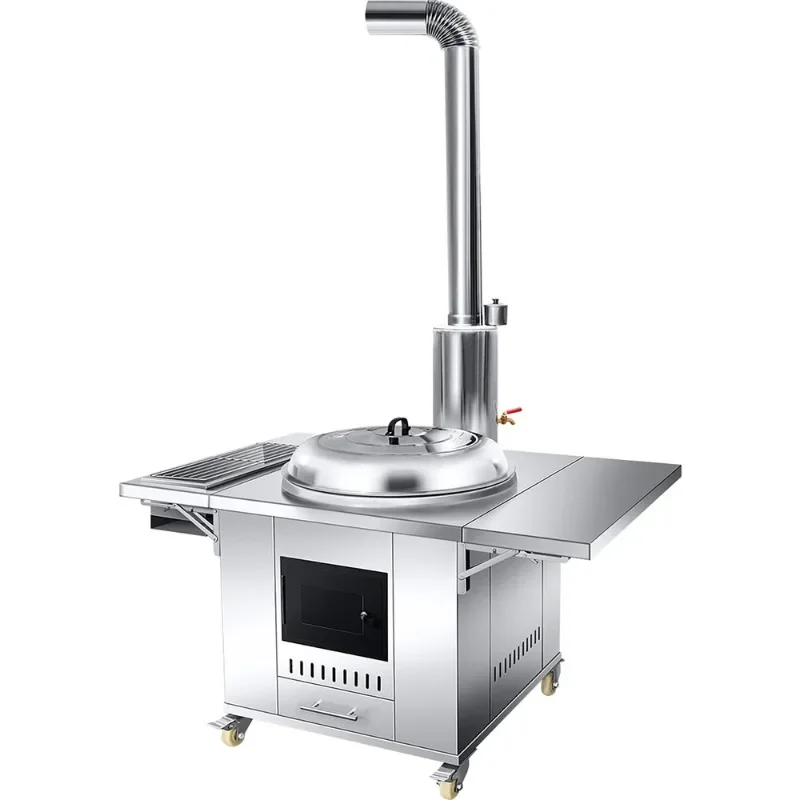 

Сельская h дрова, бездымная мобильная кастрюля, платформа из нержавеющей стали, большая железная кастрюля для тушения, встроенная печь