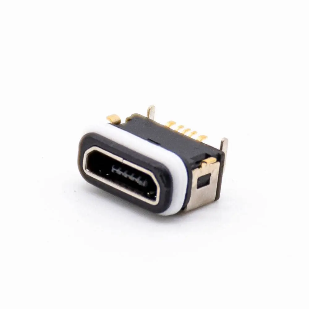  USB Micro 5Pin Female SMT/DIP b Type Waterproof Connector with Waterproof Ring IPX8