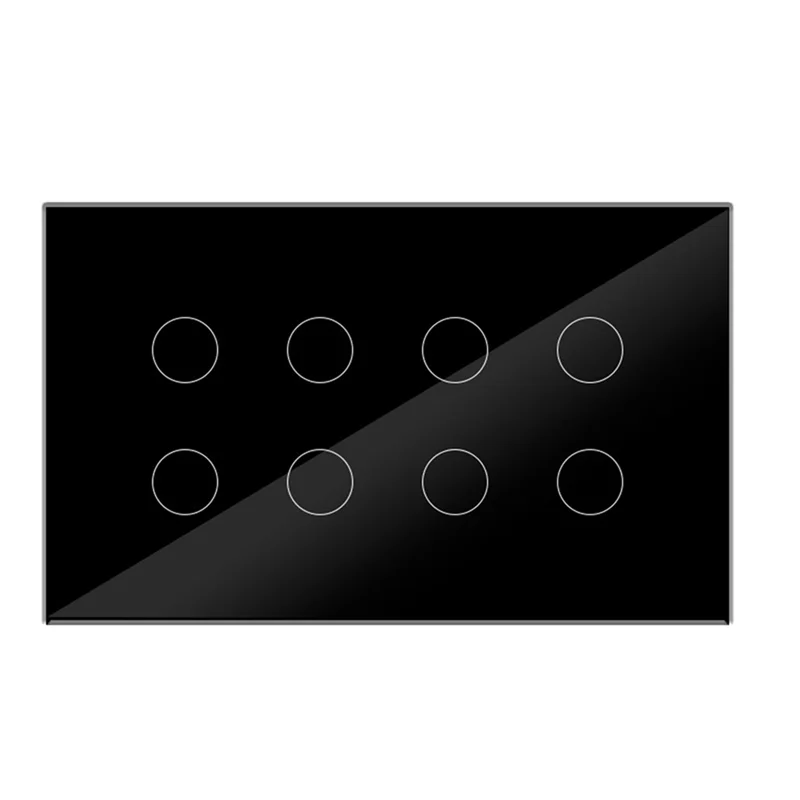 AA84 WIFIスマートタッチライト壁スイッチインタラプターガラスパネル8連Tuyaスマートライフ Alexa Google Home対応 耐久性のあるブラック