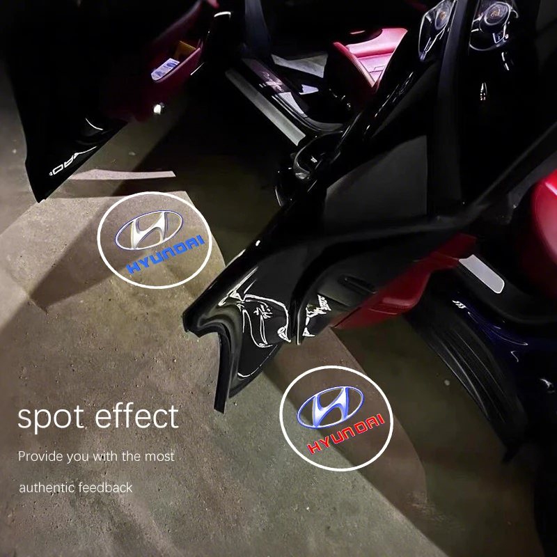 2Pcs Car Door Welcome Courtesy Decorative Light For Hyundai I30 I20 Ix35 Palisade Nexo Kona I10 Tucson Veloster Elantra Grandeur