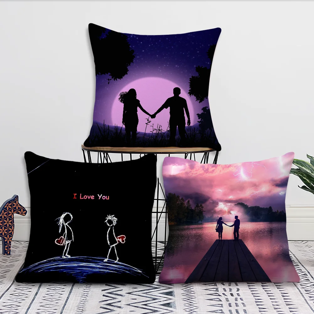 Love Couple Comfortable Decorative Cushion Cover Suitable for Home Living Room Sofa Room Decoration