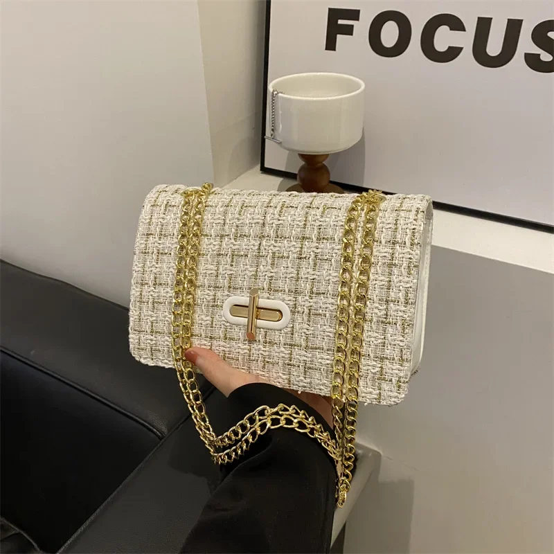 High-quality Shoulder Crossbody Bag Small Square Shoulder Bag 2024 New Women\'s Armpit Fragrance Tweed Chain Shoulder Bag