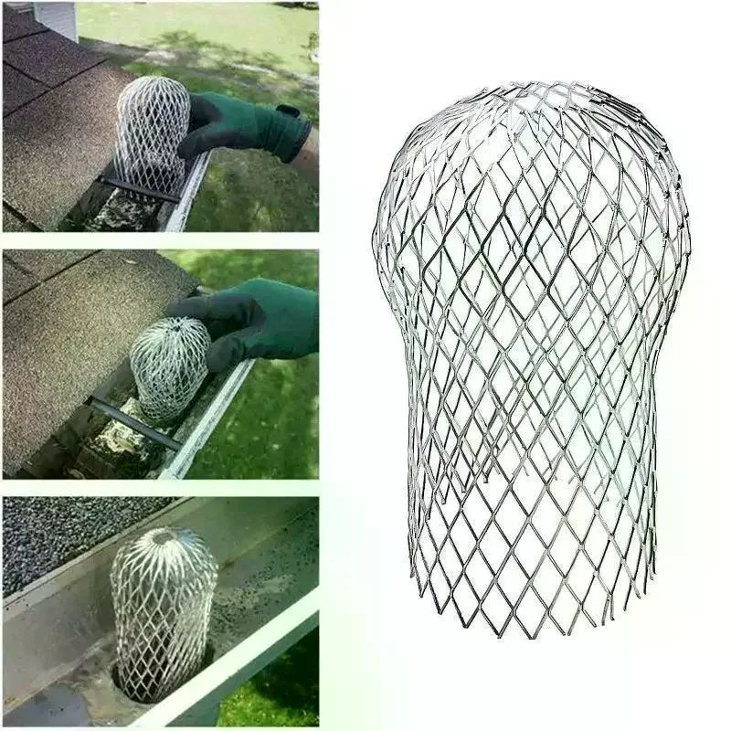 Metal Aluminum Filter Mesh Gutter Leaf Debris Mud Trap Guards Drain Pipe Cover Downpipe Guttering System Waterproof 1/2/4Pcs