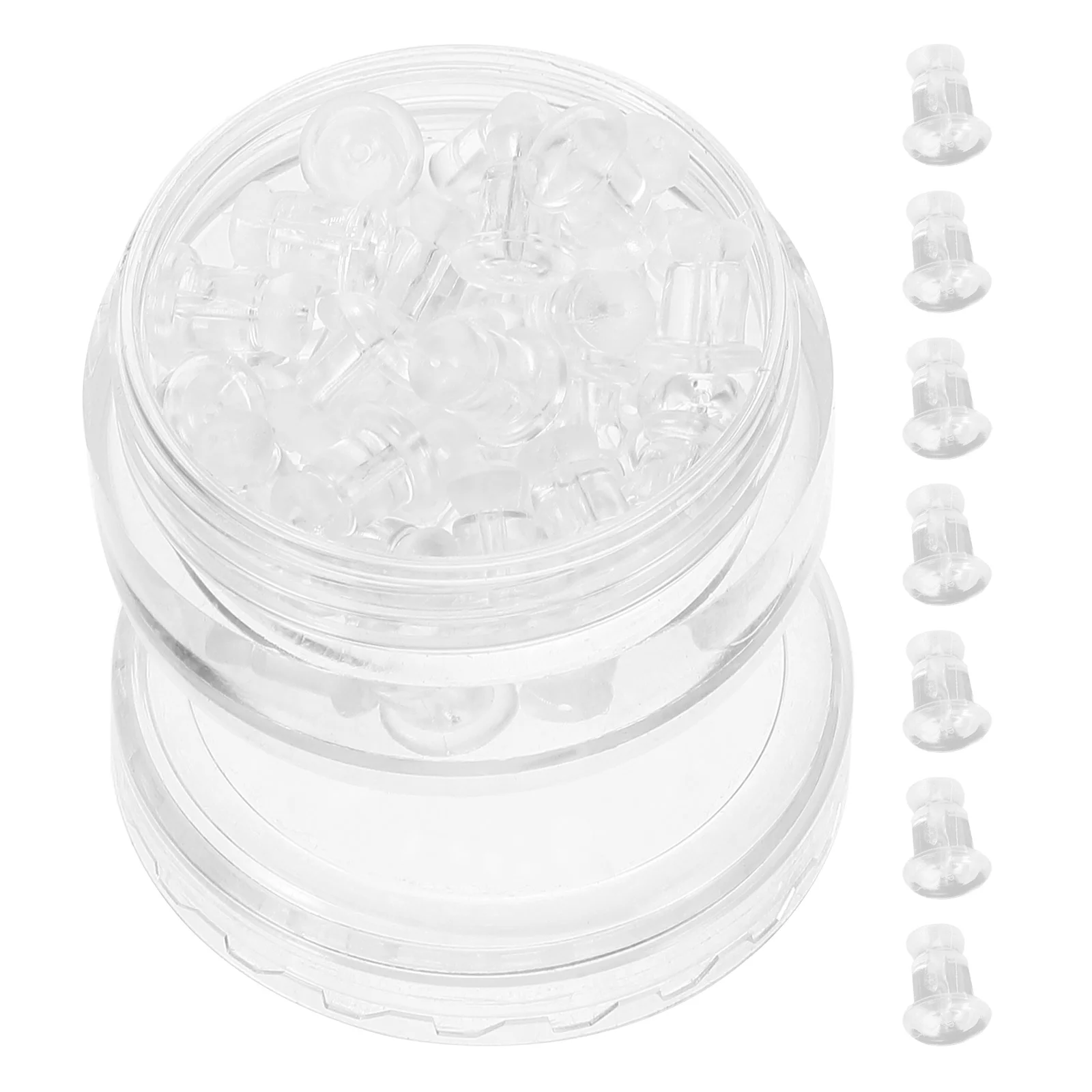 

Elastic Earring Rubber Plug Clear Plastic Piercing Retainers Miss Flat Backs for Studs Durable Safe Smooth Large Quantity Easy