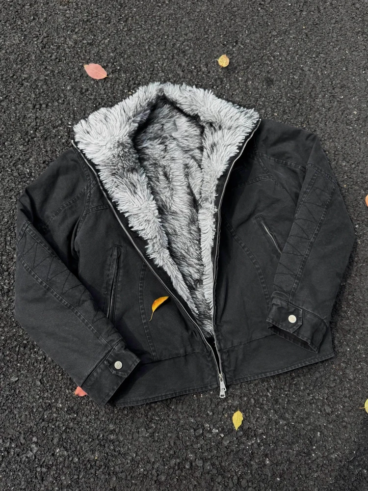 

Ghost Waed Mountain Eagle Thiened Cotton Jaet Men's Faionable Urban Sle Long Sve Warm Casual Cleanfit Coat