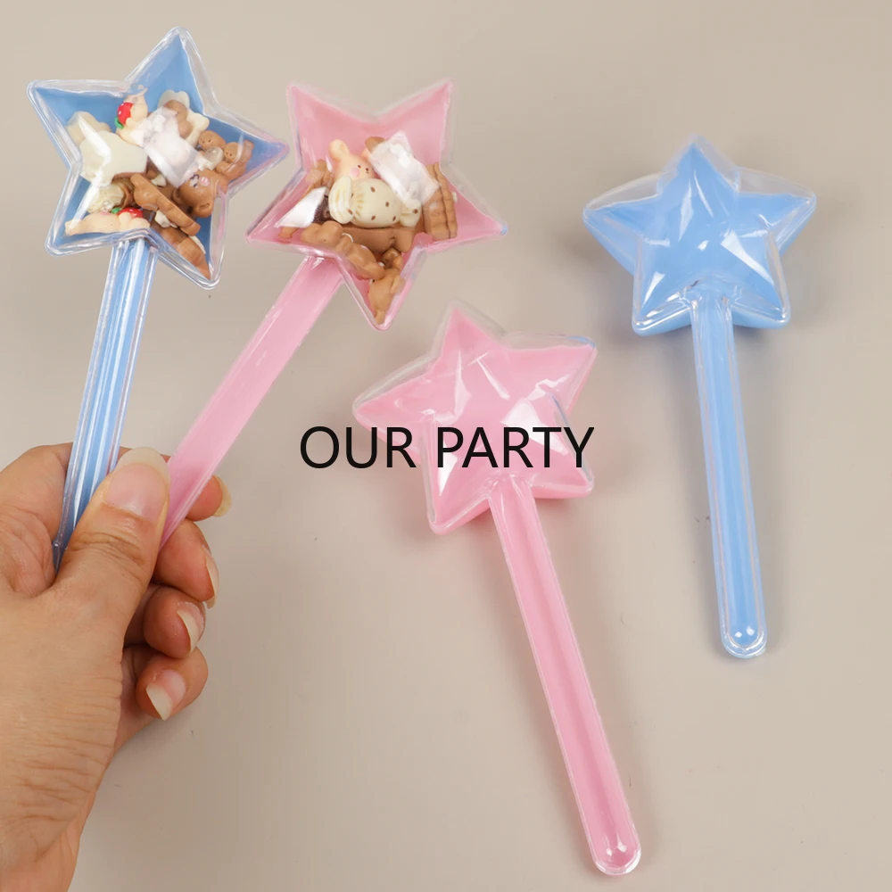 5Pcs Plastic Star Lollipop Shape Candy Boxes Gender Reveal Gift Packing Storage Box for Kids Birthday Baby Shower Party Decor