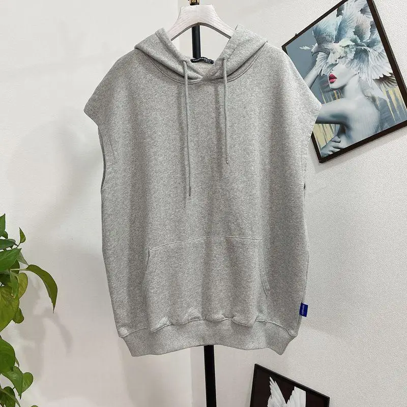 M-3XL Sleeveless Hoodies Women Casual Pure Simple New Autumn Students All-match Fashion Young Ulzzang Female Daily Cozy Sporty