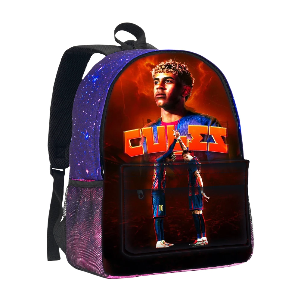 Boys Girls Backpack Knapsack Football Star Starry Sky Backpack School Bag L-Lamin Yamal Large Capacity Mochila Rucksack School view 4