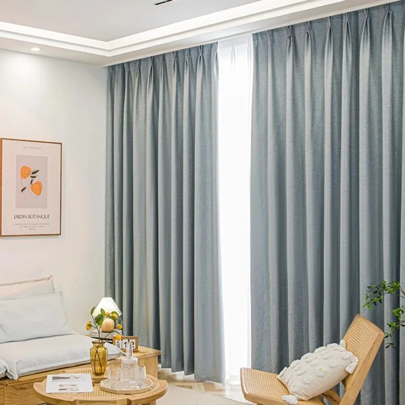 

Custom Size Simple Fashion Luxury European Curtains for Living Room Bedroom Solid Color Blackout Curtains Decoration White Tulle