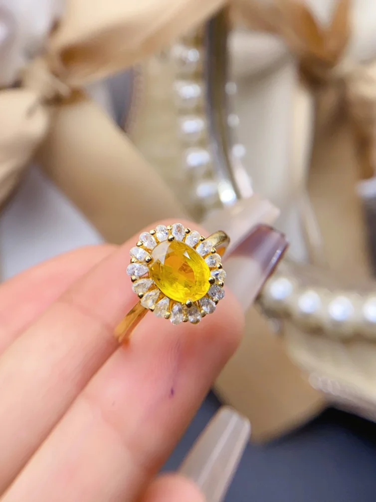 Natural Yellow Sapphire Rings for women silver 925 jewelry luxury gem stones 18k gold plated free shiping items