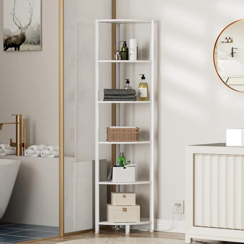6-Tier Corner Shelf with LED Light 4