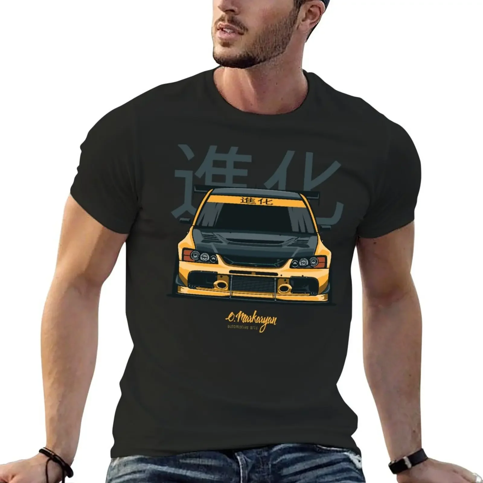 Lancer Evo IX (yellow) T-shirt plus sizes customizeds men clothes