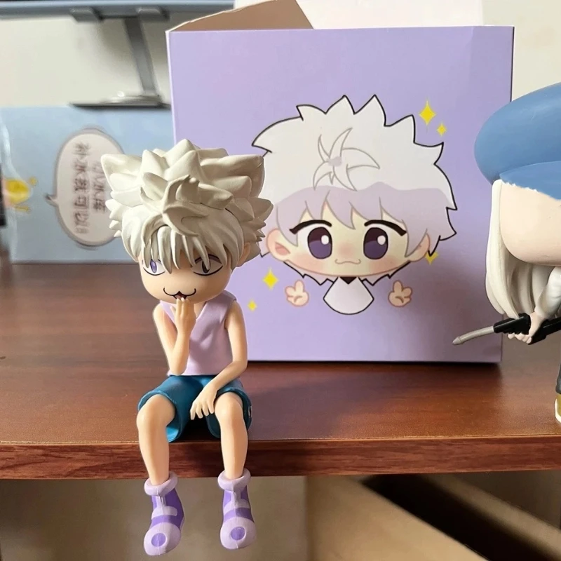 11cm Anime HUNTER HUNTER Killua Zoldyck q-version Sitting posture Action Figure PVC Mode Toy Computer desk ornament Gifts boxed