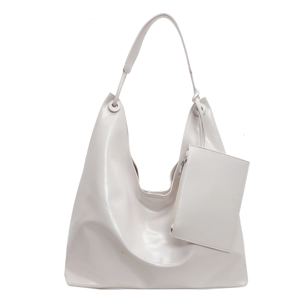 

Женская сумка через плечо из искусственной кожи в стиле ретро, большая вместительная шикарная сумка-хобо с небольшим кошельком, повседневная сумка-тоут, модная сумка-шоппер