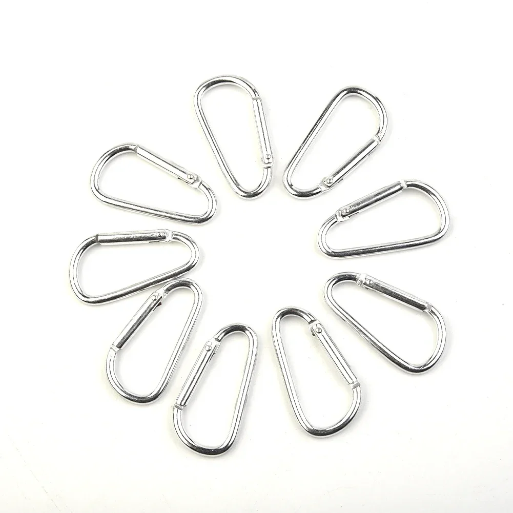 Small Outdoor Portable Buckles Multi Purpose 50/100 Pcs Silver/Black Carabiner Spring Belt Clip Aluminum Durable