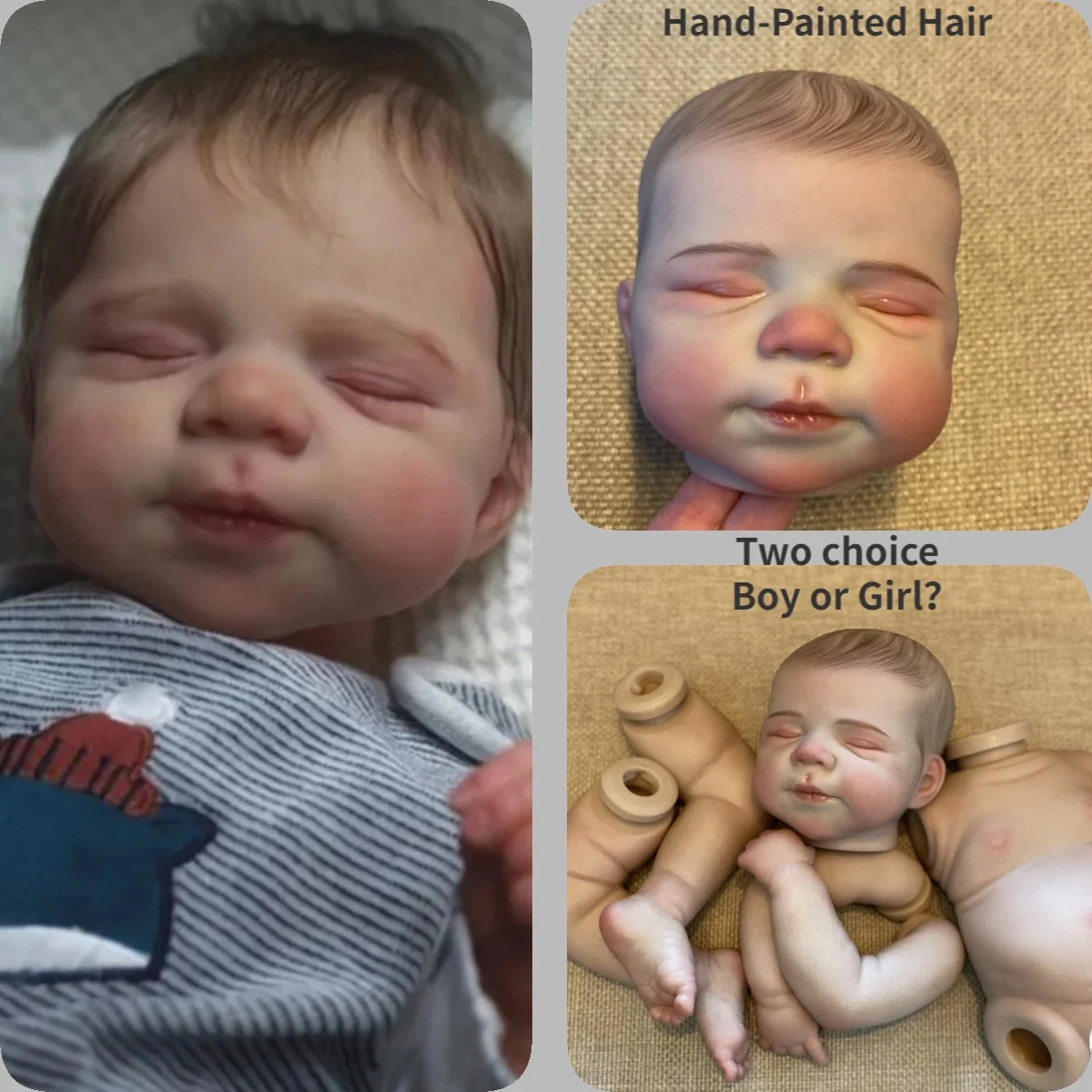 18 Inch Pascale Handmade 3D Lifelike Newborn Baby Doll With Painted Hair Newborn Baby Doll Boy Or Girl For Choose