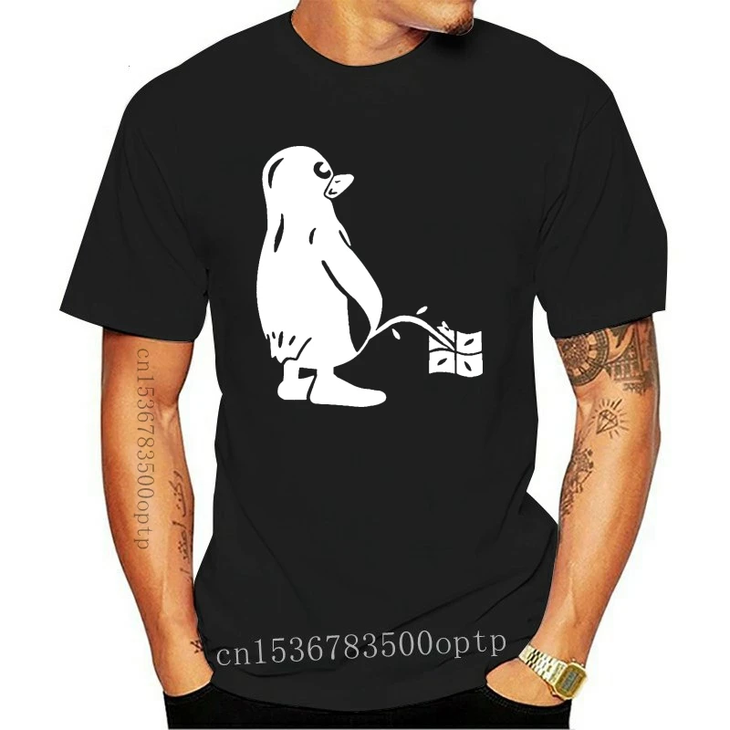 PENGUIN LINUX UBUNTU OZF T-shirt Cotton Men T shirt New Design High Quolity Digitol Inkjet Printing(1)