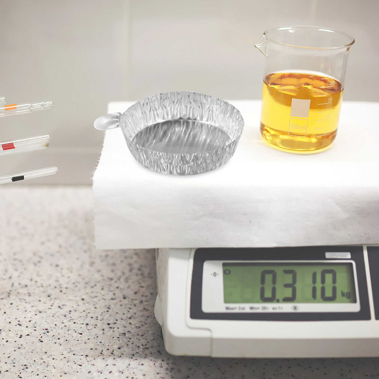 

100pcs Aluminum Foil Weighing Trays Disposable Lab Sample Dishes Lightweight Heat Resistant Crimped Wall Plates for Laboratory