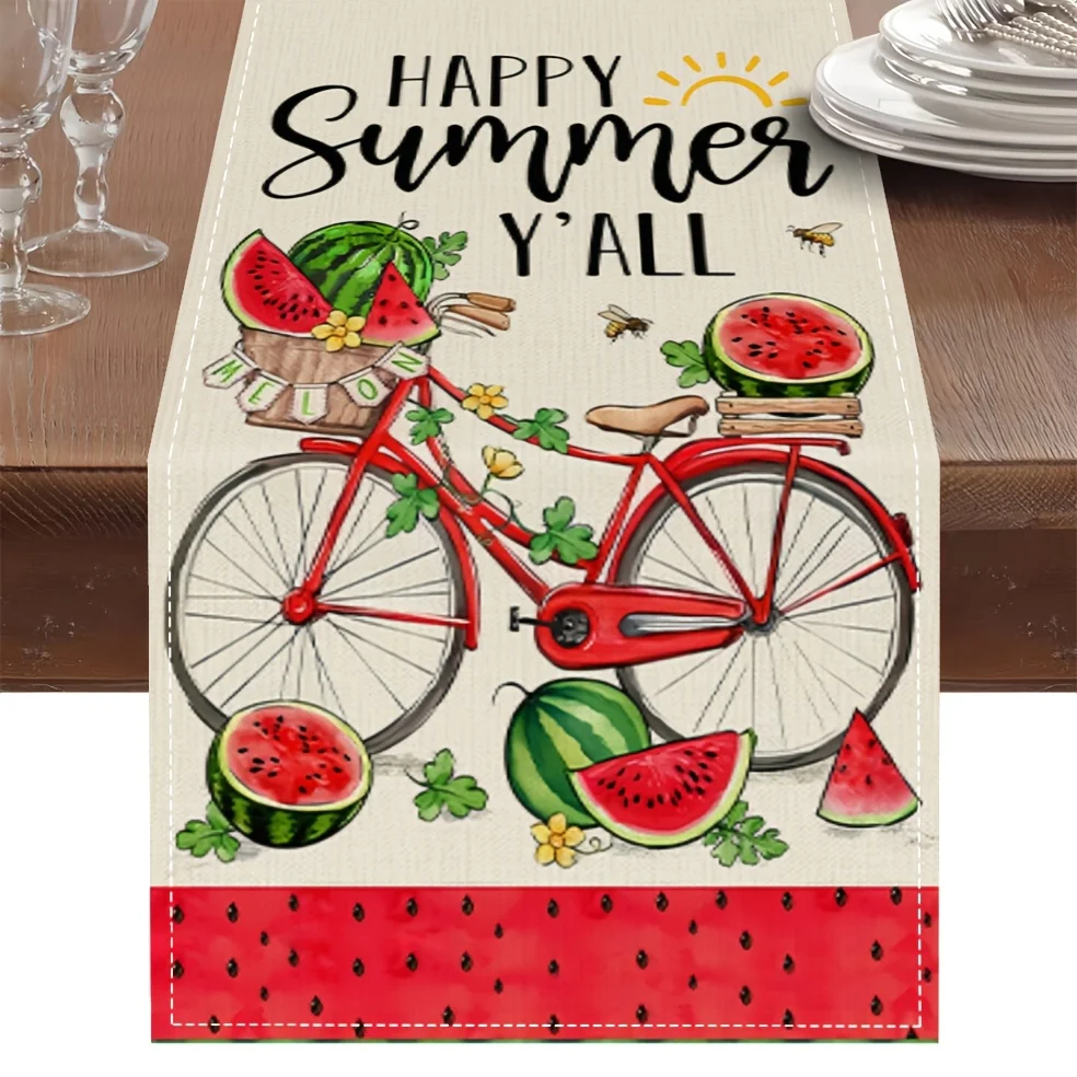 1pc Summer Watermelon Table Runner With 