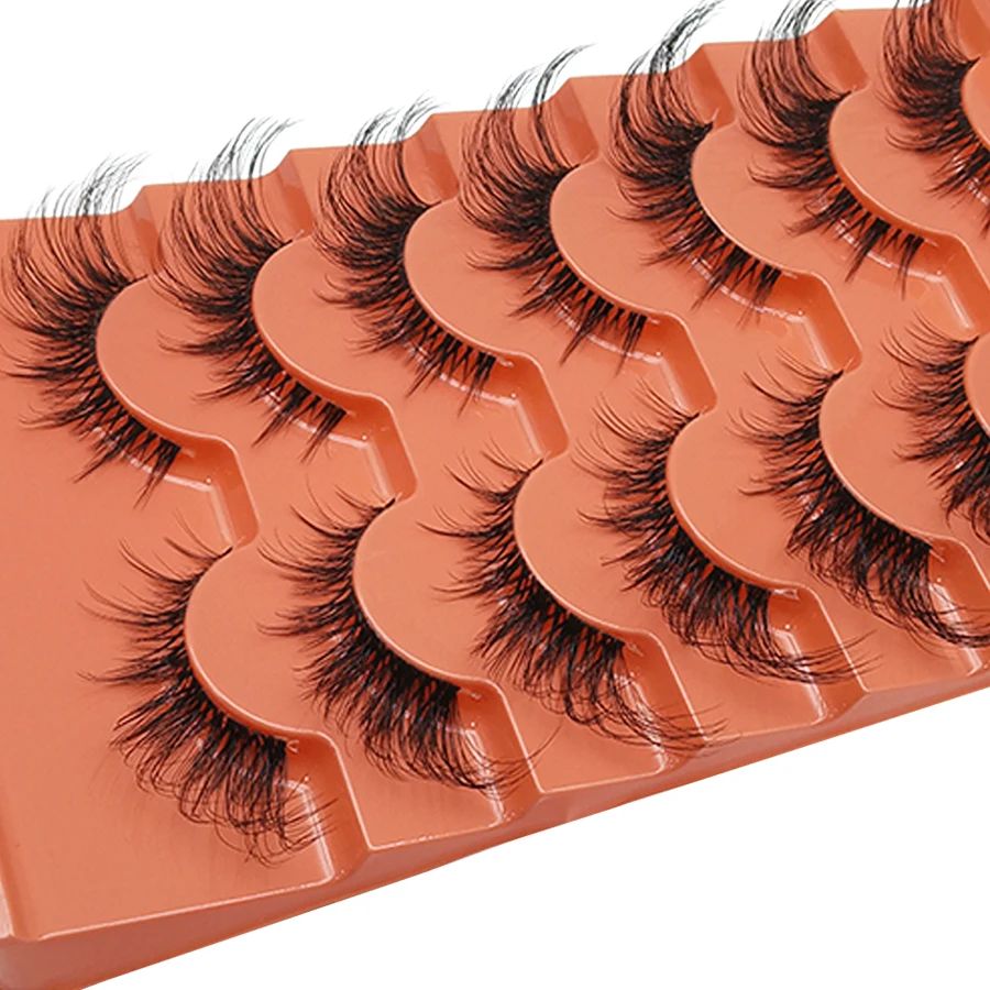 7 أزواج من الرموش الصناعية ذات العين المانجو الرقيقة 8D تمديد الرموش بأكملها بشكل طبيعي، مما يضيف الإشعال إلى العينين