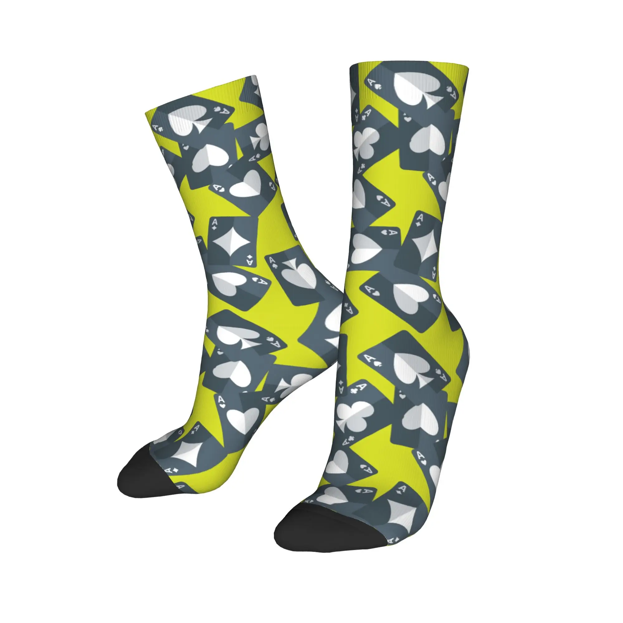 Aces أوراق اللعب سلس نمط الجوارب تصميم جوارب عدم الانزلاق الرجال الجوارب لينة تنفس الخريف الترفيه جوارب رياضية