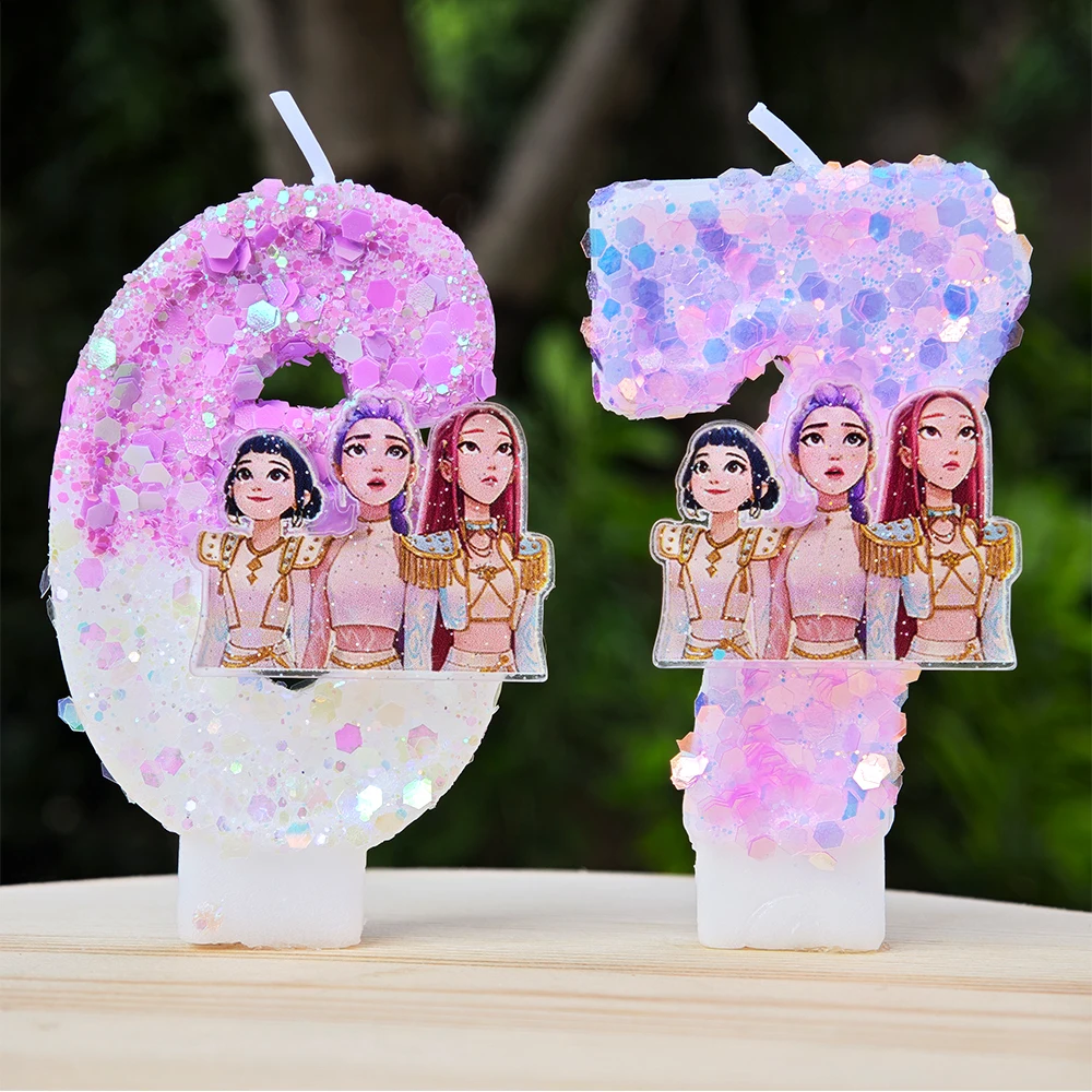 Kpop – bougie thème chasseurs de démons, numéro 3D 0-9, décoration de gâteau d'anniversaire pour enfants, accessoires de fête prénatale pour filles, cadeaux