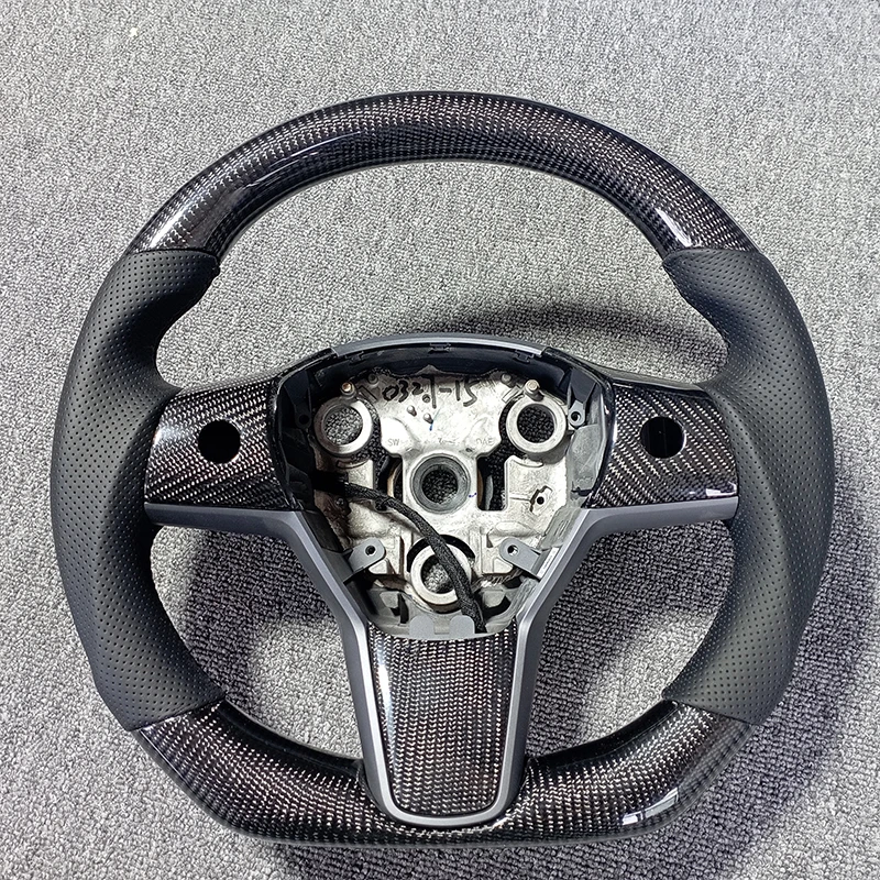 Customized 350mm Alcantara Steering Wheel for Tesla Model 3 Model Y Real Carbon NAPPA Leather Steering Wheel With Heating