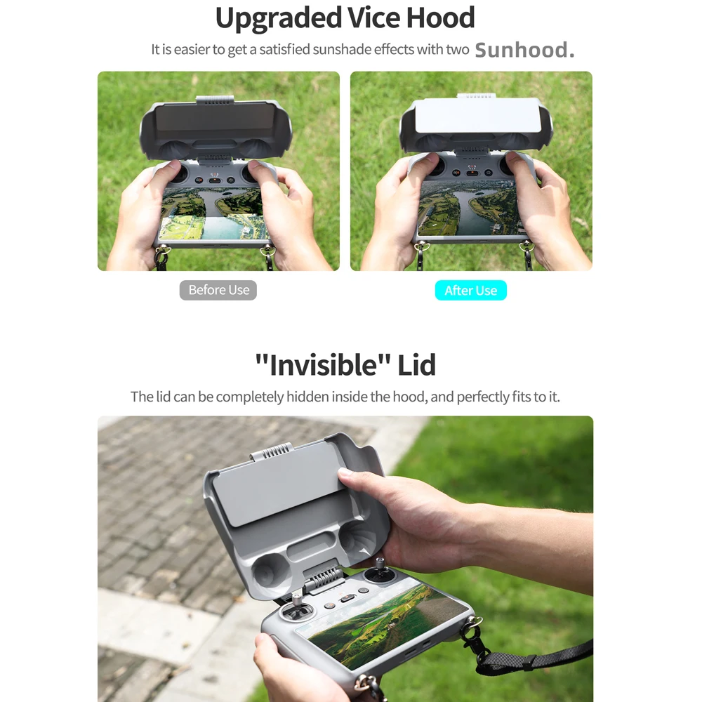 Sunnylife RC 2 Sunhood Joysticks Protector Sunshade for DJI Mini 4 Pro/Air3/Flip RC 2/1 Remote Controller Full Screen Protection