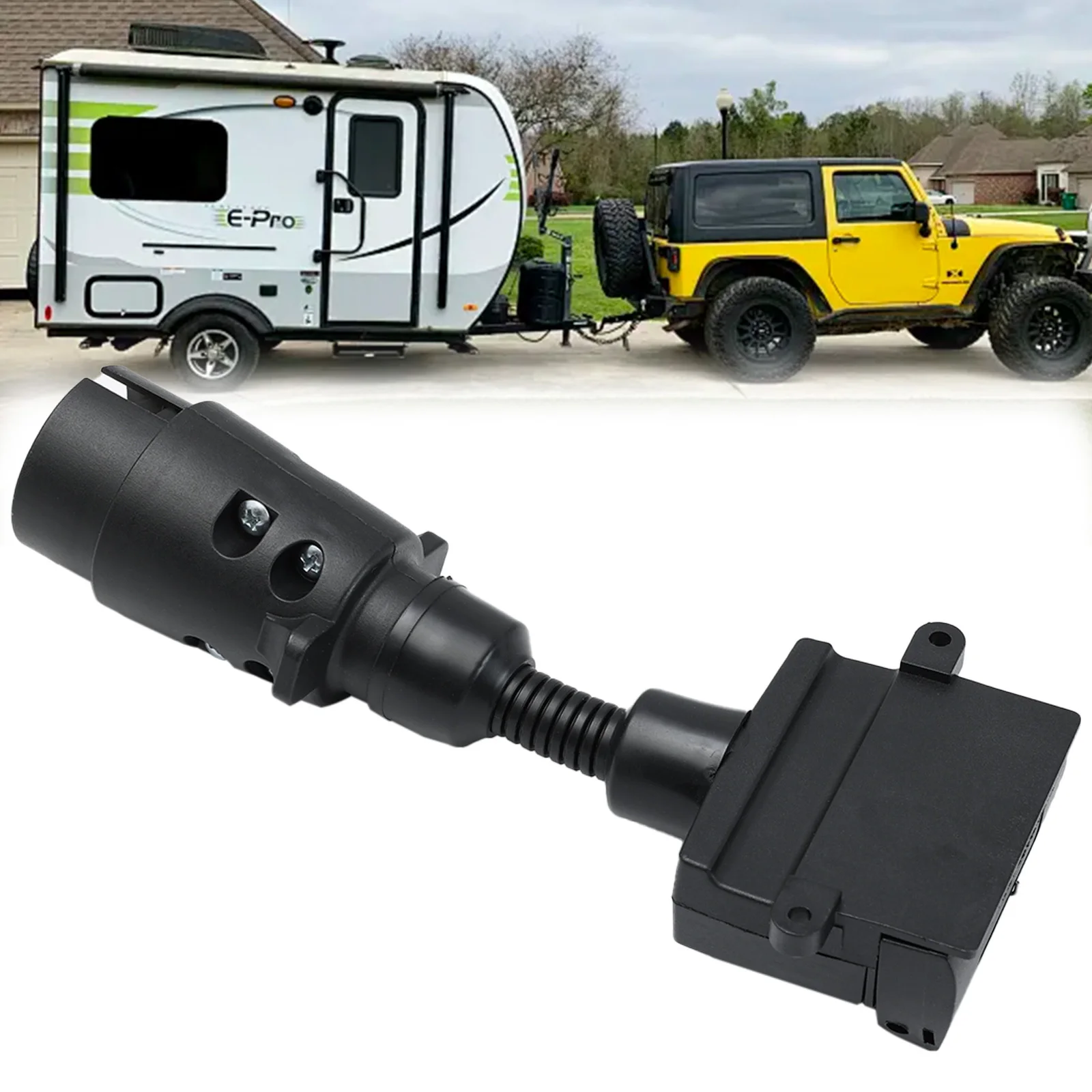 

Trailer Adaptor Plug 12V 7 Pin Circular Male To 7 Pin Flat Female Socket Auto Caravan Truck RV Trailer Boat Connection Converter