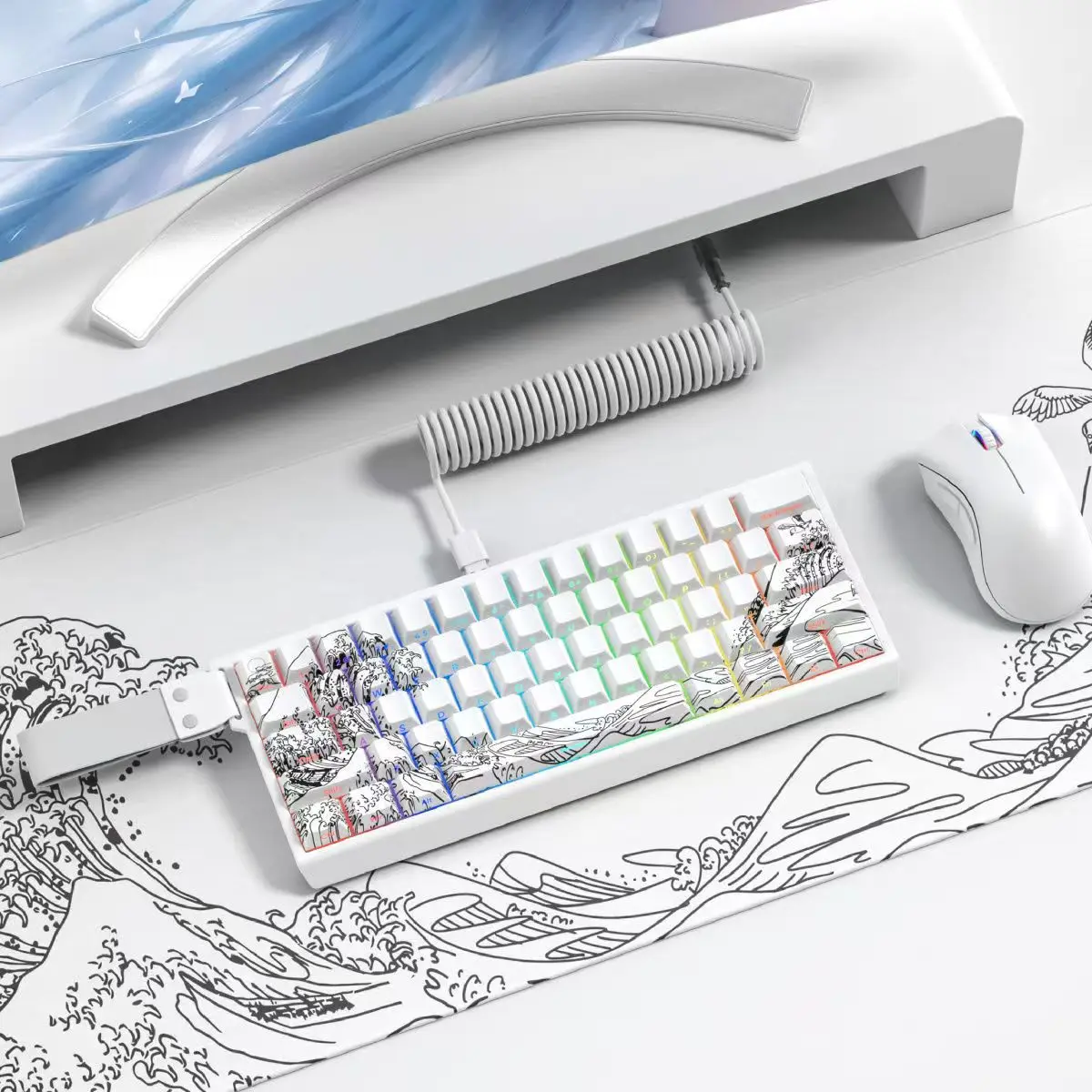 

131 Keys Keycaps Side-Word Cherry Height PBT Thermal Sublimation For 61 68 75 87 104 108 Mechanical Keyboard