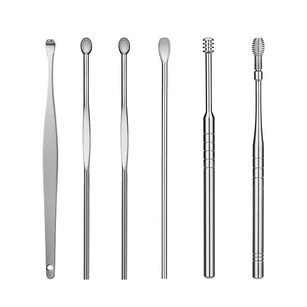 6pcs Ear Wax Remover Ear Kit de Limpeza Ear Pick Ear Cleaner Colher Cuidados Orelha Ferramenta Limpa para Bebê Adultos Ear Care Set