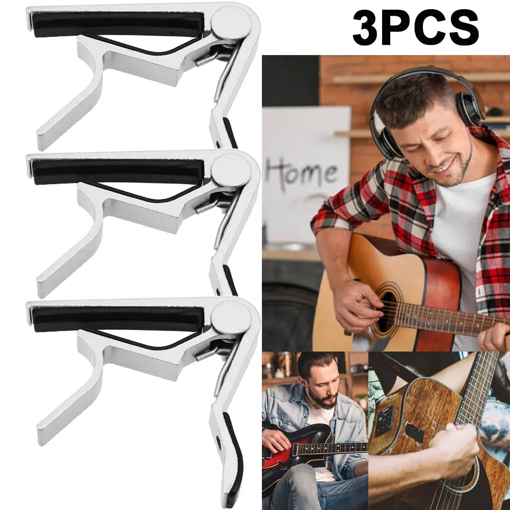 

3Pcs Alloy Tune Clamp Key Trigger Capo for Acoustic Electric Guitar (Black)