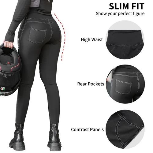 WOSAWE, pantalones de moto para mujer, pantalones ajustados con pantalones de conducción al aire libre todoterreno con rodilleras protectoras CE, pantalones de moto para Motocross