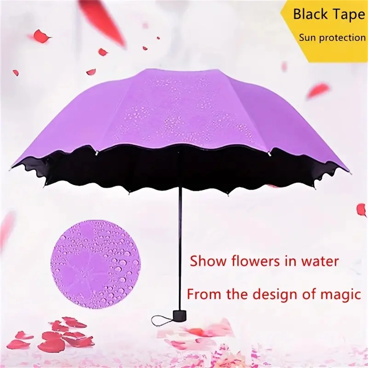 1 piece of manual 8-rib personality umbrella that blooms when exposed to water, sun-proof and rain-proof, portable and compact u